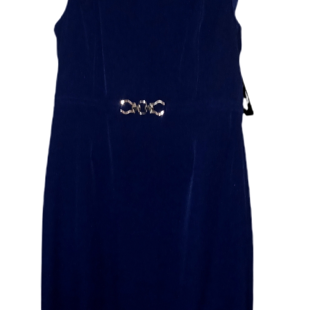 Elegant Navy Dress with Silver Detail